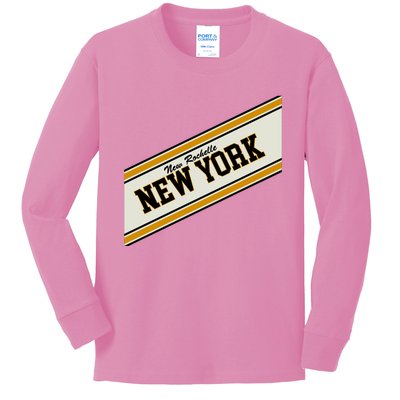 New Rochelle New York Varsity Logo Kids Long Sleeve Shirt