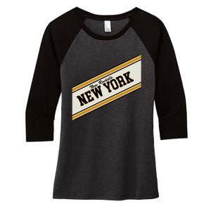 New Rochelle New York Varsity Logo Women's Tri-Blend 3/4-Sleeve Raglan Shirt