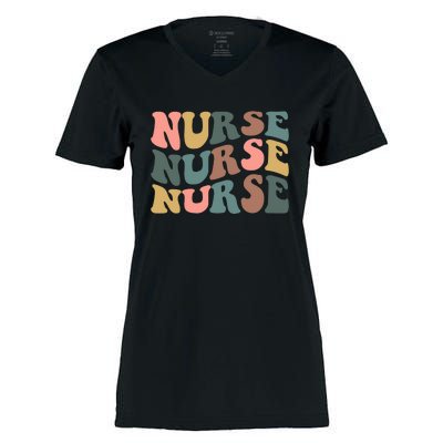 Nurse, Retro Nurse Women's Momentum V-Neck T-Shirt