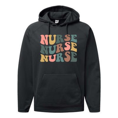 Nurse, Retro Nurse Performance Fleece Hoodie