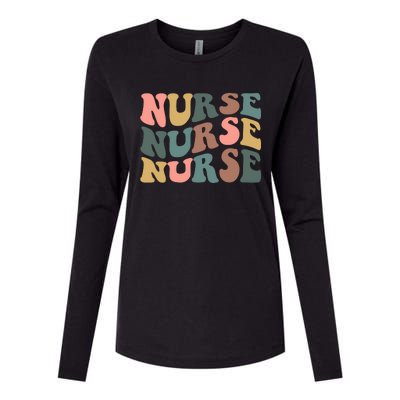 Nurse, Retro Nurse Womens Cotton Relaxed Long Sleeve T-Shirt