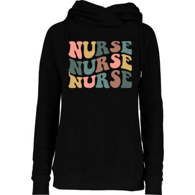 Nurse, Retro Nurse Womens Funnel Neck Pullover Hood