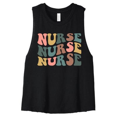 Nurse, Retro Nurse Women's Racerback Cropped Tank