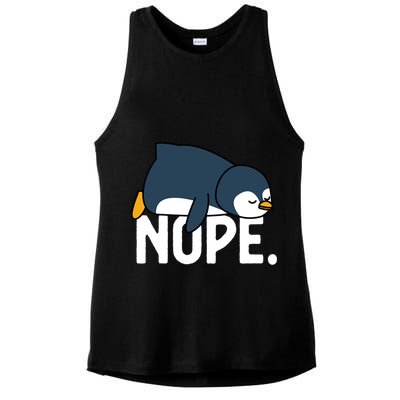  Nope Relaxed Not Today Funny Lazy Penguin Meme Ladies PosiCharge Tri-Blend Wicking Tank