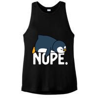  Nope Relaxed Not Today Funny Lazy Penguin Meme Ladies PosiCharge Tri-Blend Wicking Tank