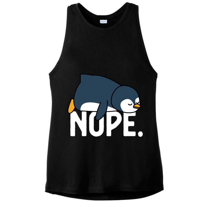  Nope Relaxed Not Today Funny Lazy Penguin Meme Ladies PosiCharge Tri-Blend Wicking Tank