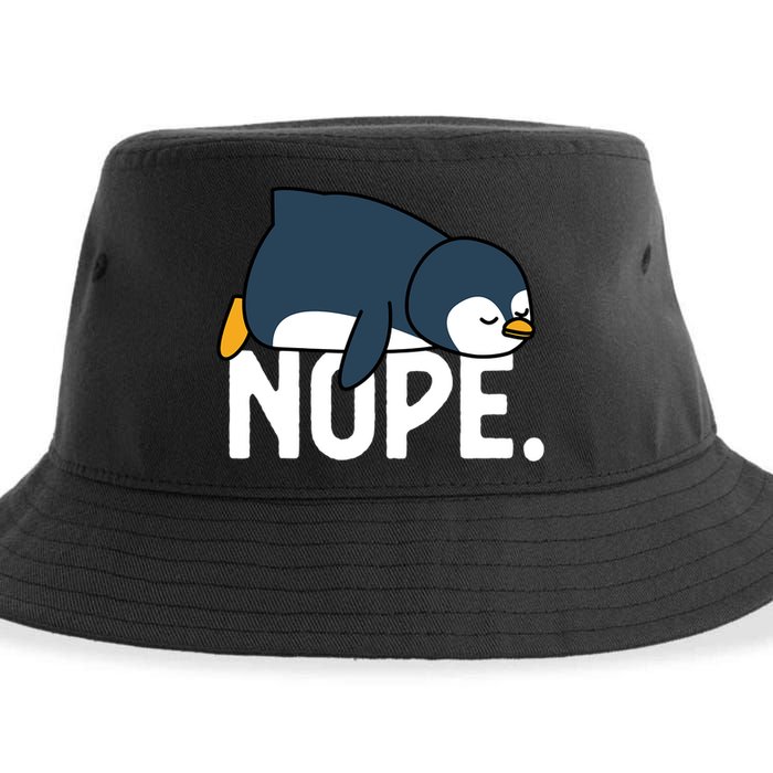  Nope Relaxed Not Today Funny Lazy Penguin Meme Sustainable Bucket Hat