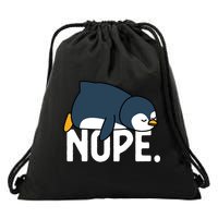  Nope Relaxed Not Today Funny Lazy Penguin Meme Drawstring Bag