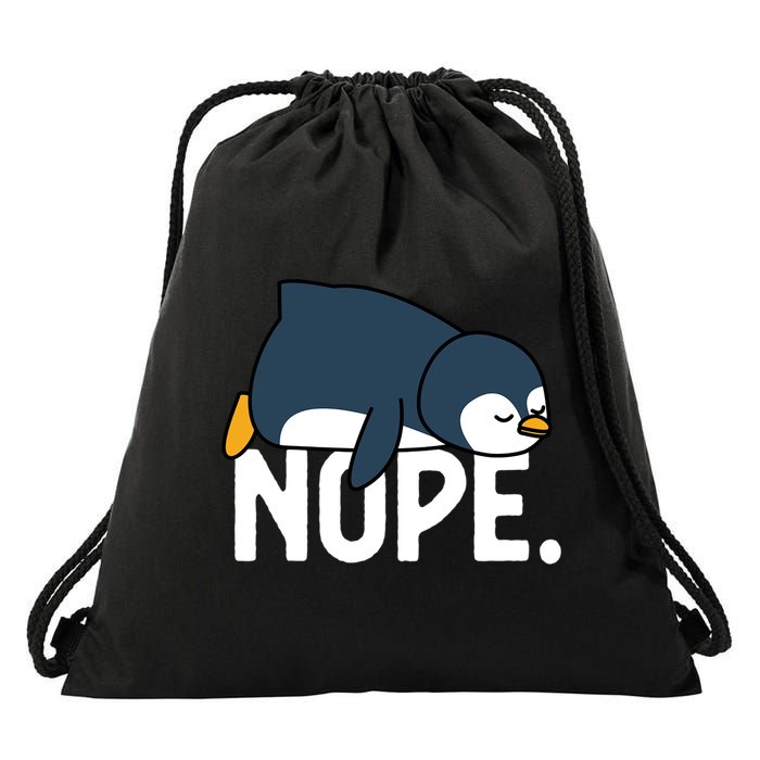  Nope Relaxed Not Today Funny Lazy Penguin Meme Drawstring Bag