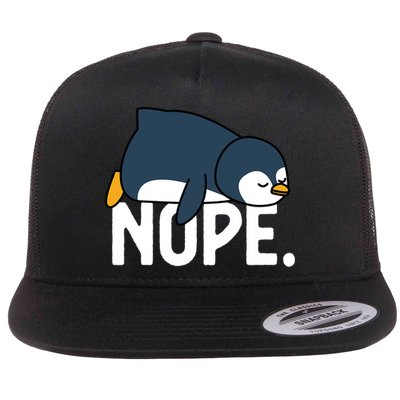  Nope Relaxed Not Today Funny Lazy Penguin Meme Flatbill Hat