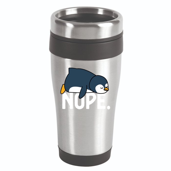  Nope Relaxed Not Today Funny Lazy Penguin Meme 16oz Travel Tumbler