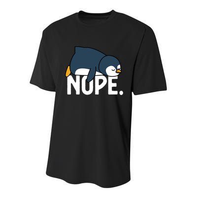  Nope Relaxed Not Today Funny Lazy Penguin Meme Youth Performance Sprint T-Shirt