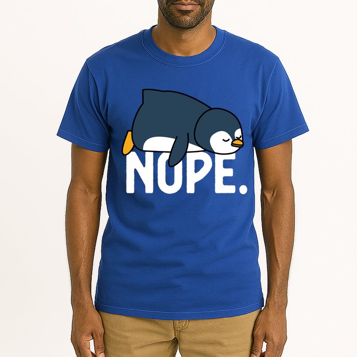  Nope Relaxed Not Today Funny Lazy Penguin Meme Tall T-Shirt