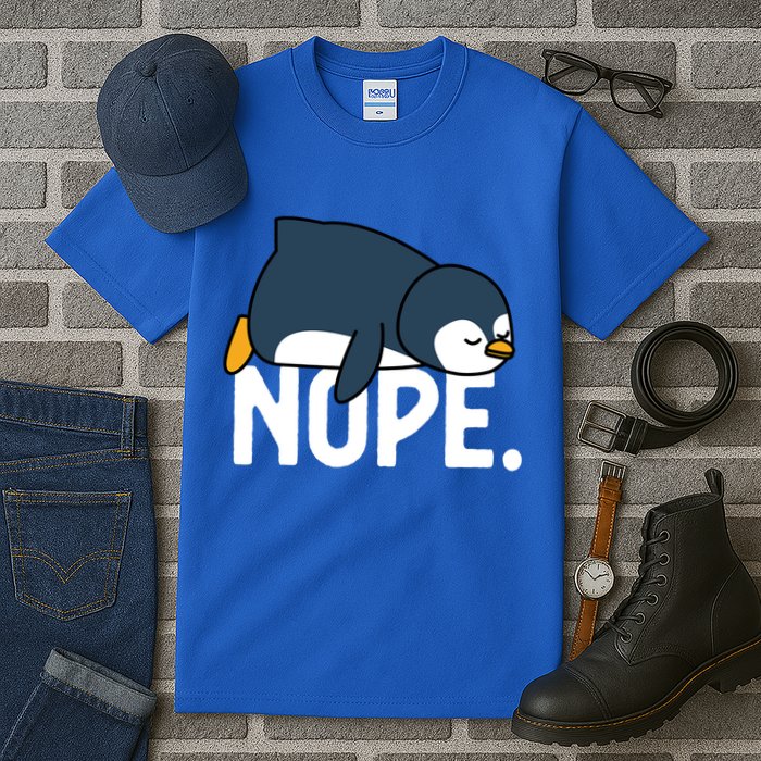  Nope Relaxed Not Today Funny Lazy Penguin Meme Tall T-Shirt