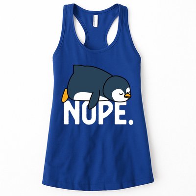 Nope Relaxed Not Today Funny Lazy Penguin Meme Womens Tank Top