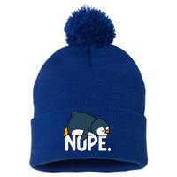  Nope Relaxed Not Today Funny Lazy Penguin Meme Pom Pom 12in Knit Beanie