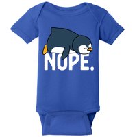  Nope Relaxed Not Today Funny Lazy Penguin Meme Baby Bodysuit