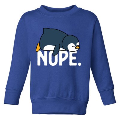  Nope Relaxed Not Today Funny Lazy Penguin Meme Toddler Sweatshirt