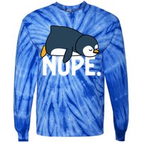  Nope Relaxed Not Today Funny Lazy Penguin Meme Tie-Dye Long Sleeve Shirt