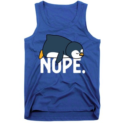  Nope Relaxed Not Today Funny Lazy Penguin Meme Tank Top