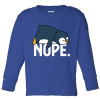  Nope Relaxed Not Today Funny Lazy Penguin Meme Toddler Long Sleeve Shirt