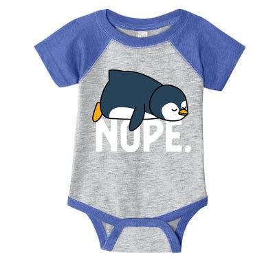  Nope Relaxed Not Today Funny Lazy Penguin Meme Infant Baby Jersey Bodysuit