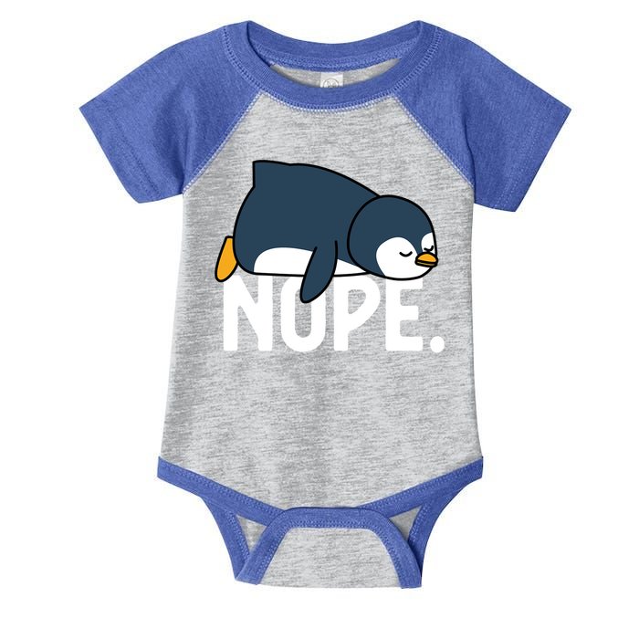  Nope Relaxed Not Today Funny Lazy Penguin Meme Infant Baby Jersey Bodysuit