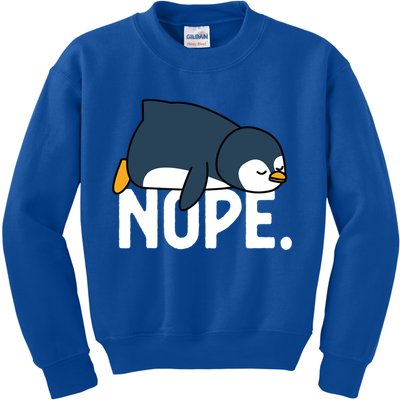  Nope Relaxed Not Today Funny Lazy Penguin Meme Kids Sweatshirt