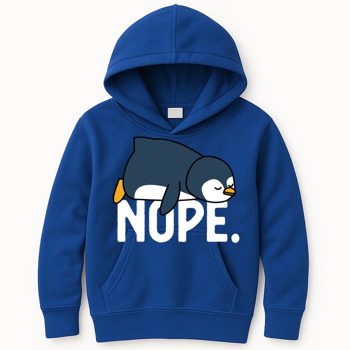  Nope Relaxed Not Today Funny Lazy Penguin Meme Kids Hoodie