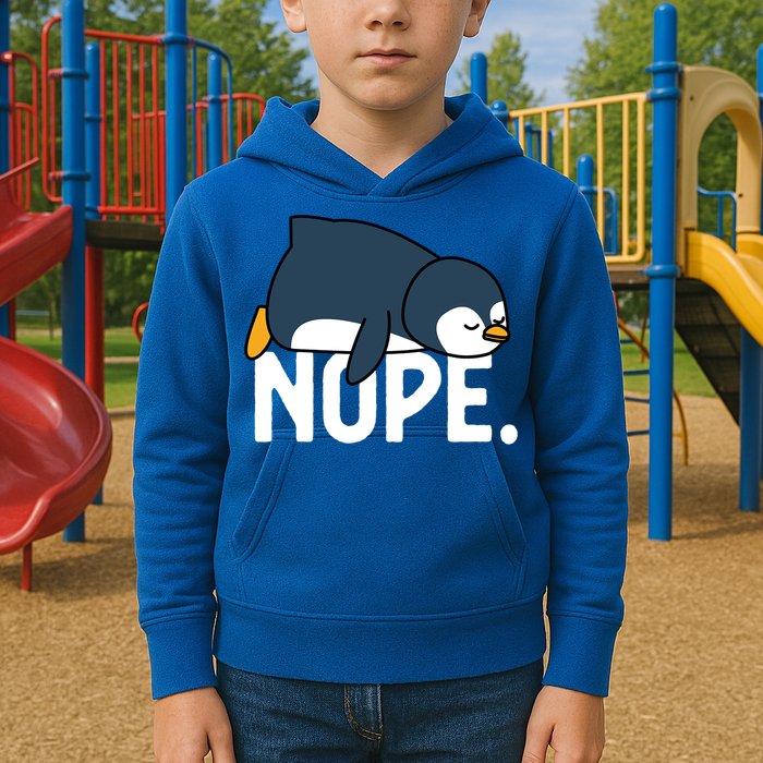  Nope Relaxed Not Today Funny Lazy Penguin Meme Kids Hoodie