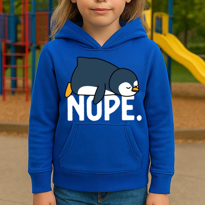 Nope Relaxed Not Today Funny Lazy Penguin Meme Kids Hoodie