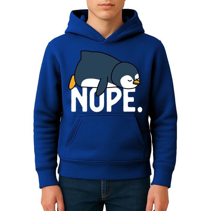 Nope Relaxed Not Today Funny Lazy Penguin Meme Kids Hoodie