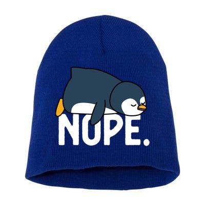  Nope Relaxed Not Today Funny Lazy Penguin Meme Short Acrylic Beanie