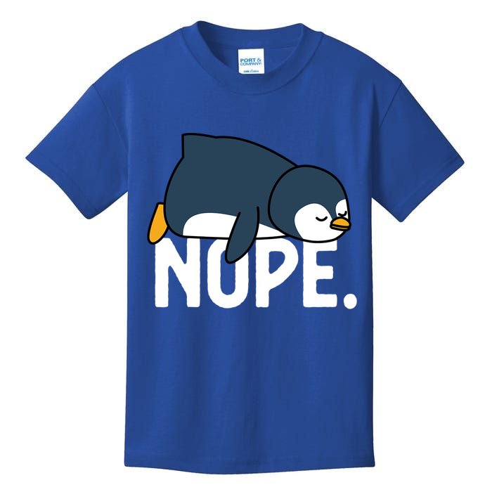  Nope Relaxed Not Today Funny Lazy Penguin Meme Kids T-Shirt