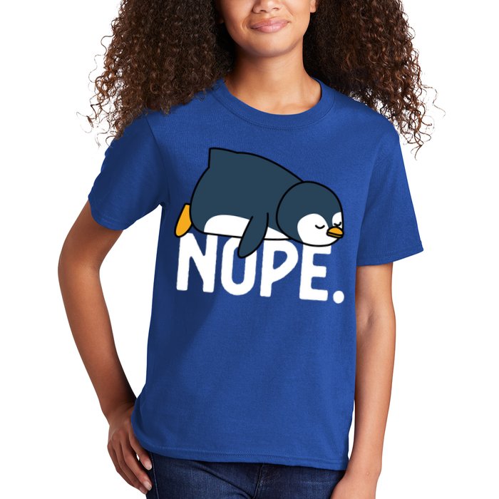  Nope Relaxed Not Today Funny Lazy Penguin Meme Kids T-Shirt
