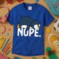  Nope Relaxed Not Today Funny Lazy Penguin Meme Kids T-Shirt