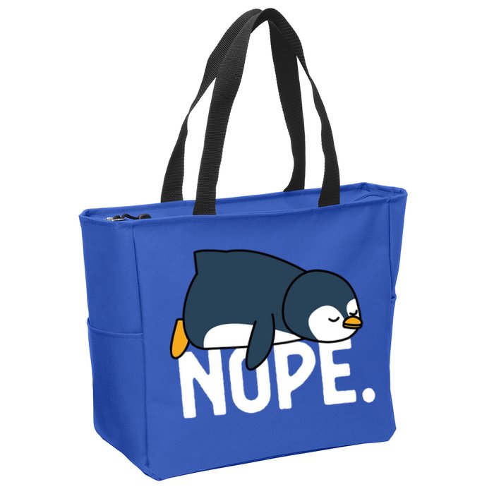  Nope Relaxed Not Today Funny Lazy Penguin Meme Zip Tote Bag