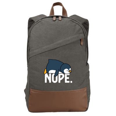 Nope Relaxed Not Today Funny Lazy Penguin Meme Cotton Canvas Backpack