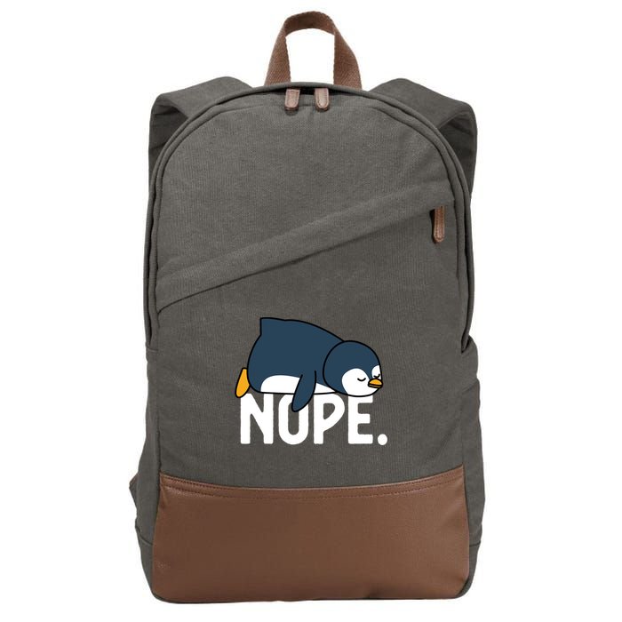  Nope Relaxed Not Today Funny Lazy Penguin Meme Cotton Canvas Backpack