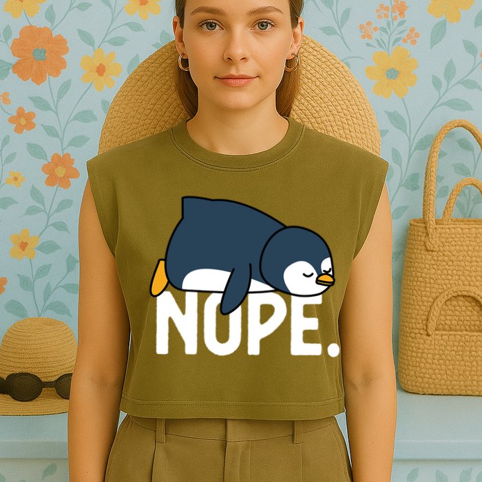 Nope Relaxed Not Today Funny Lazy Penguin Meme Garment-Dyed Women's Muscle Tee