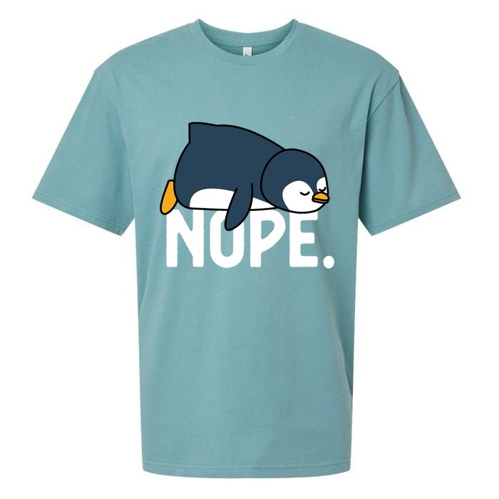 Nope Relaxed Not Today Funny Lazy Penguin Meme Sueded Cloud Jersey T-Shirt