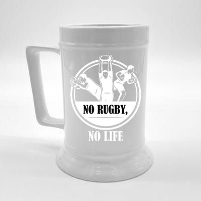 No Rugby No Life Gift For Rugby Player American Football Beer Stein