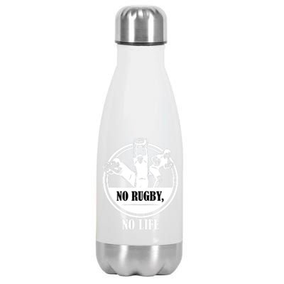 No Rugby No Life Gift For Rugby Player American Football Stainless Steel Insulated Water Bottle