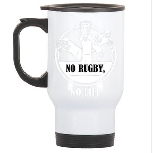 No Rugby No Life Gift For Rugby Player American Football Stainless Steel Travel Mug