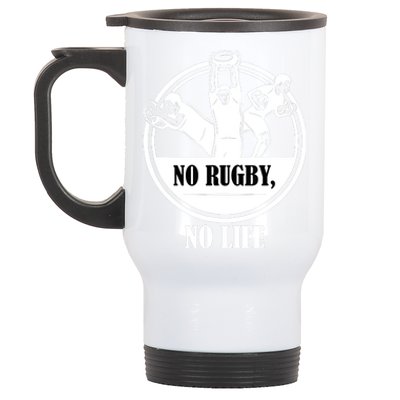 No Rugby No Life Gift For Rugby Player American Football Stainless Steel Travel Mug