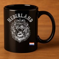 Nederland Reto Netherlands Lion Holland Dutch 11oz C Handle Ceramic Mug
