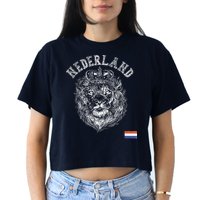 Nederland Reto Netherlands Lion Holland Dutch Women's Crop Top Tee