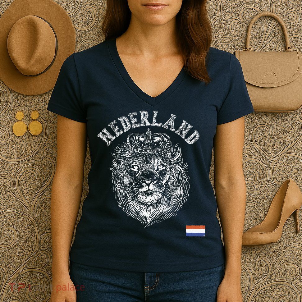 Nederland Reto Netherlands Lion Holland Dutch Women's V-Neck T-Shirt