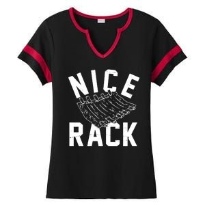 Nice Rack Ribs Bbq Lover Funny Ladies Halftime Notch Neck Tee