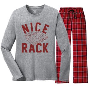 Nice Rack Ribs Bbq Lover Funny Women's Long Sleeve Flannel Pajama Set 